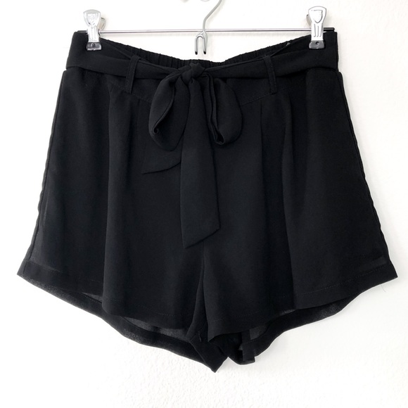 Miss Avenue Pants - Miss Avenue Black Tie Waist Shorts Medium